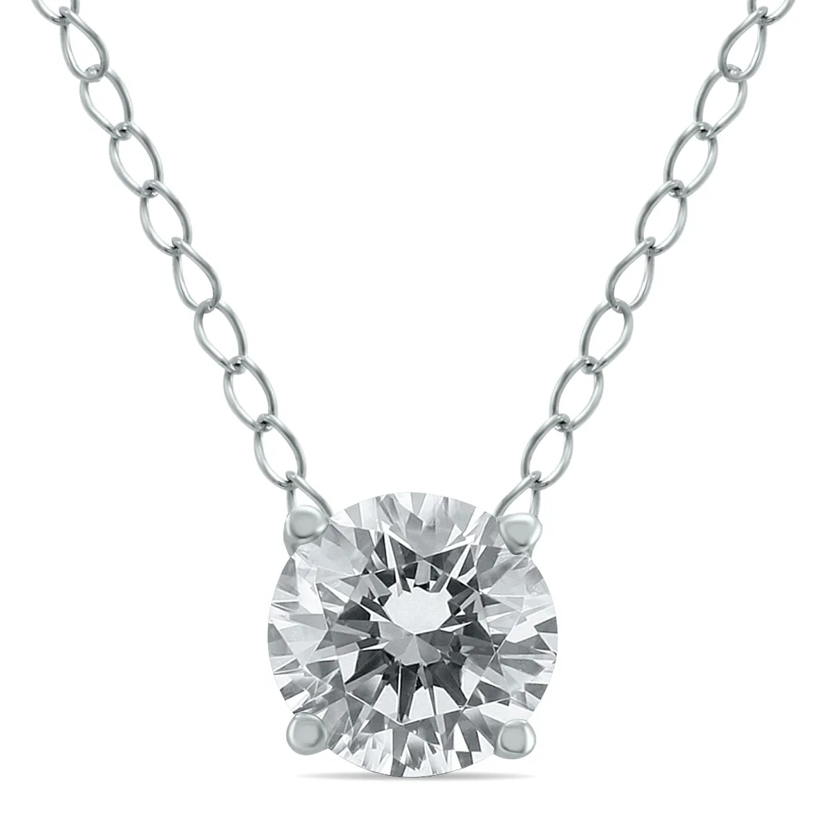 1/4 Carat Floating Round Diamond Solitaire Necklace In 14K White Gold