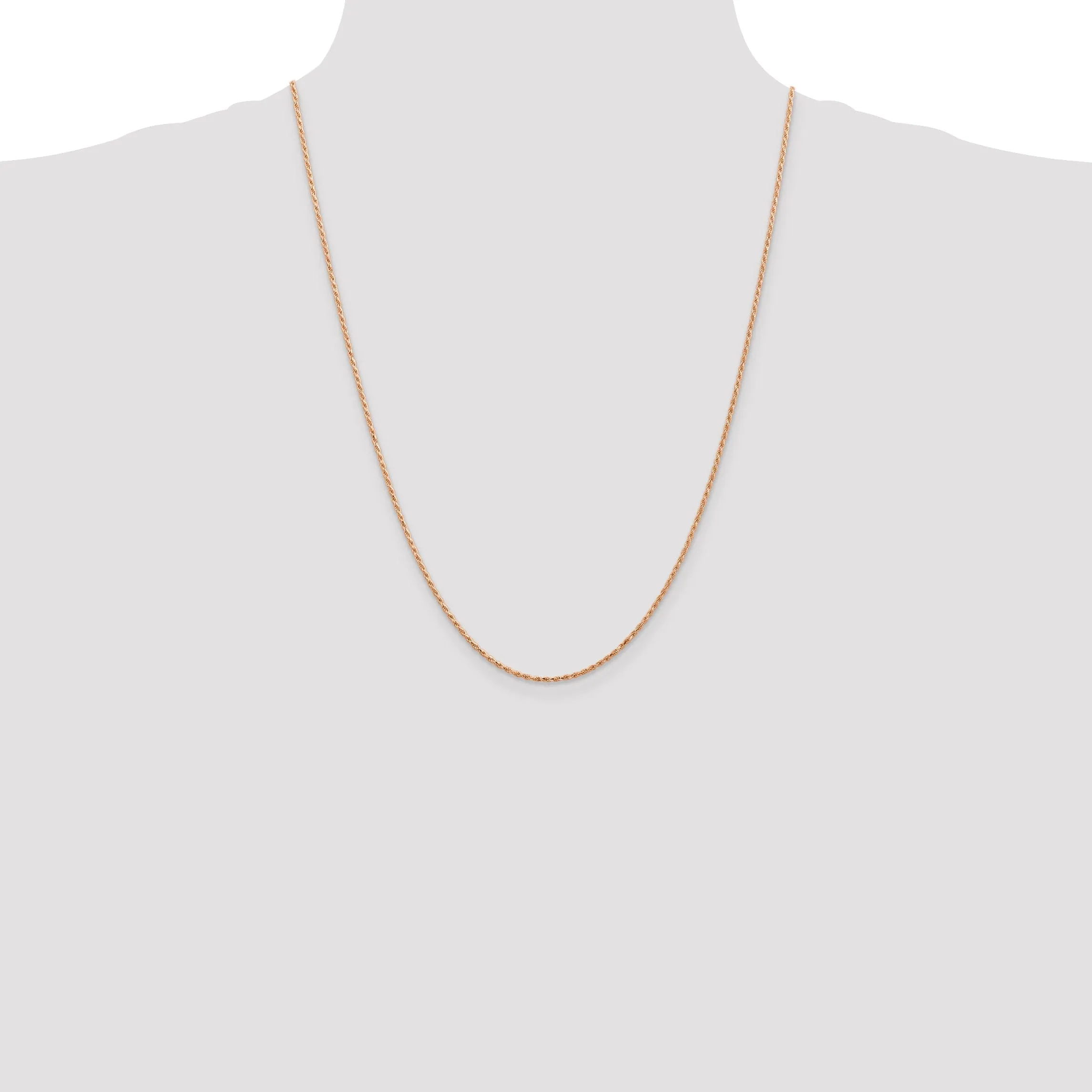 14k Rose Gold 1.50m Solid Diamond Cut Rope Chain