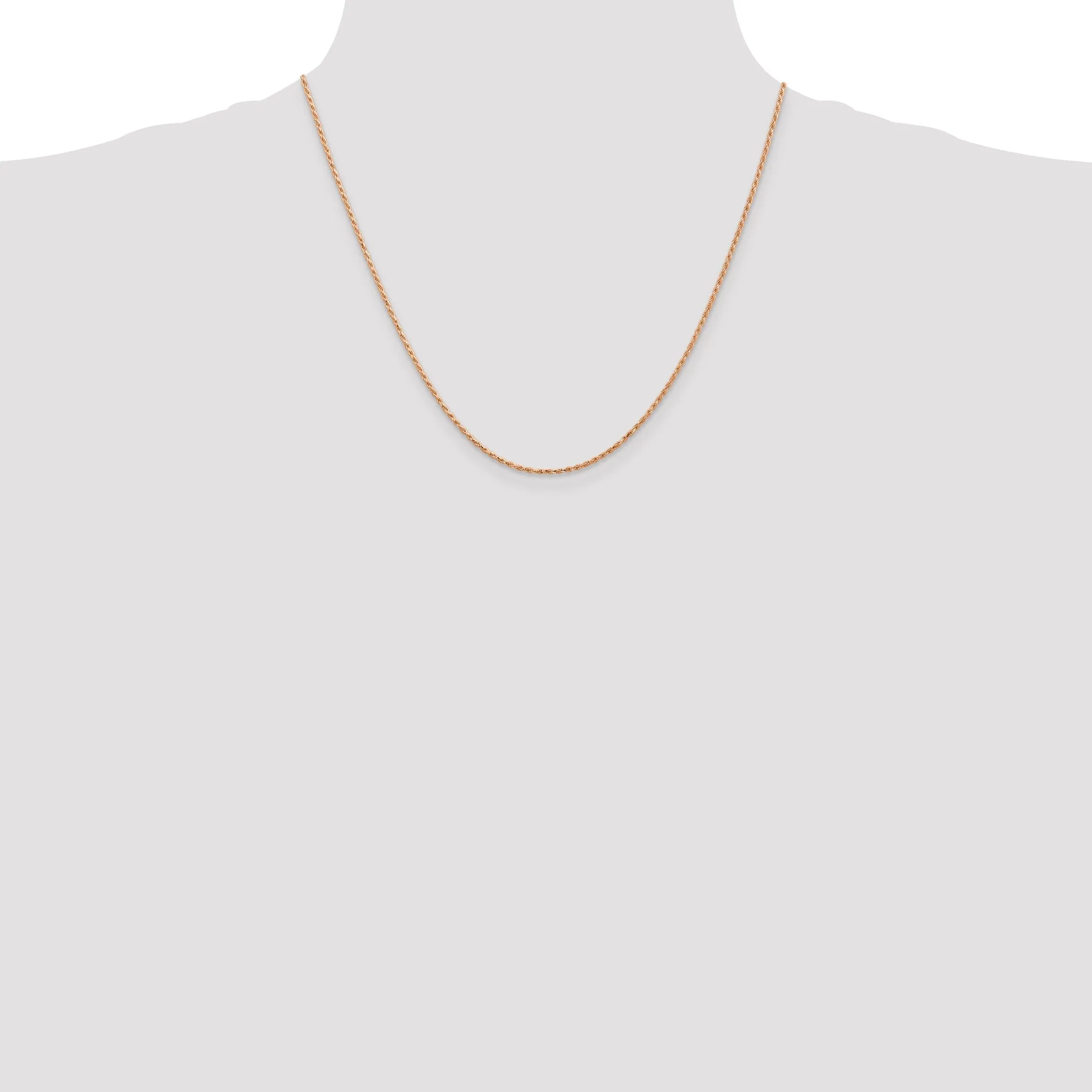 14k Rose Gold 1.50m Solid Diamond Cut Rope Chain