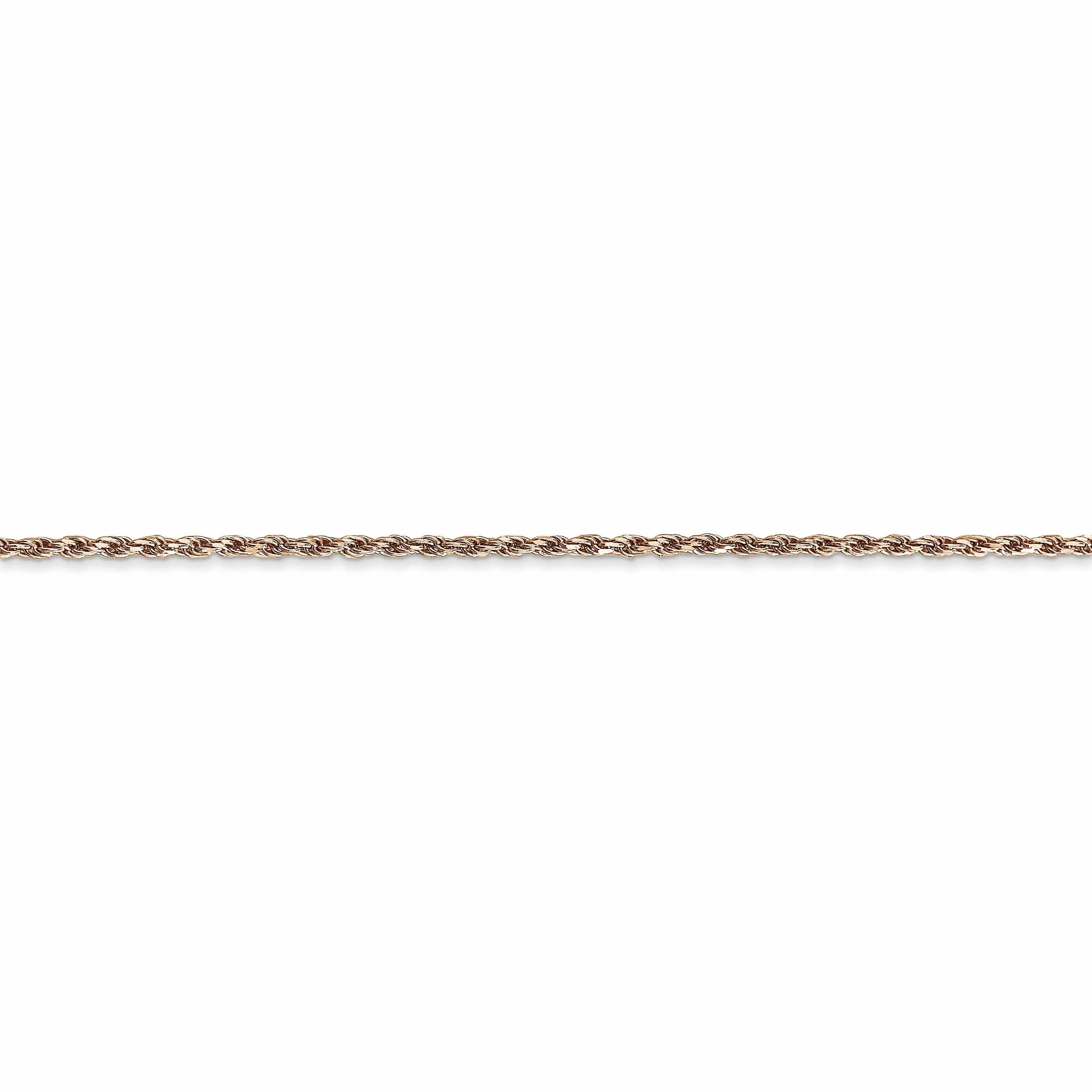 14k Rose Gold 1.50m Solid Diamond Cut Rope Chain