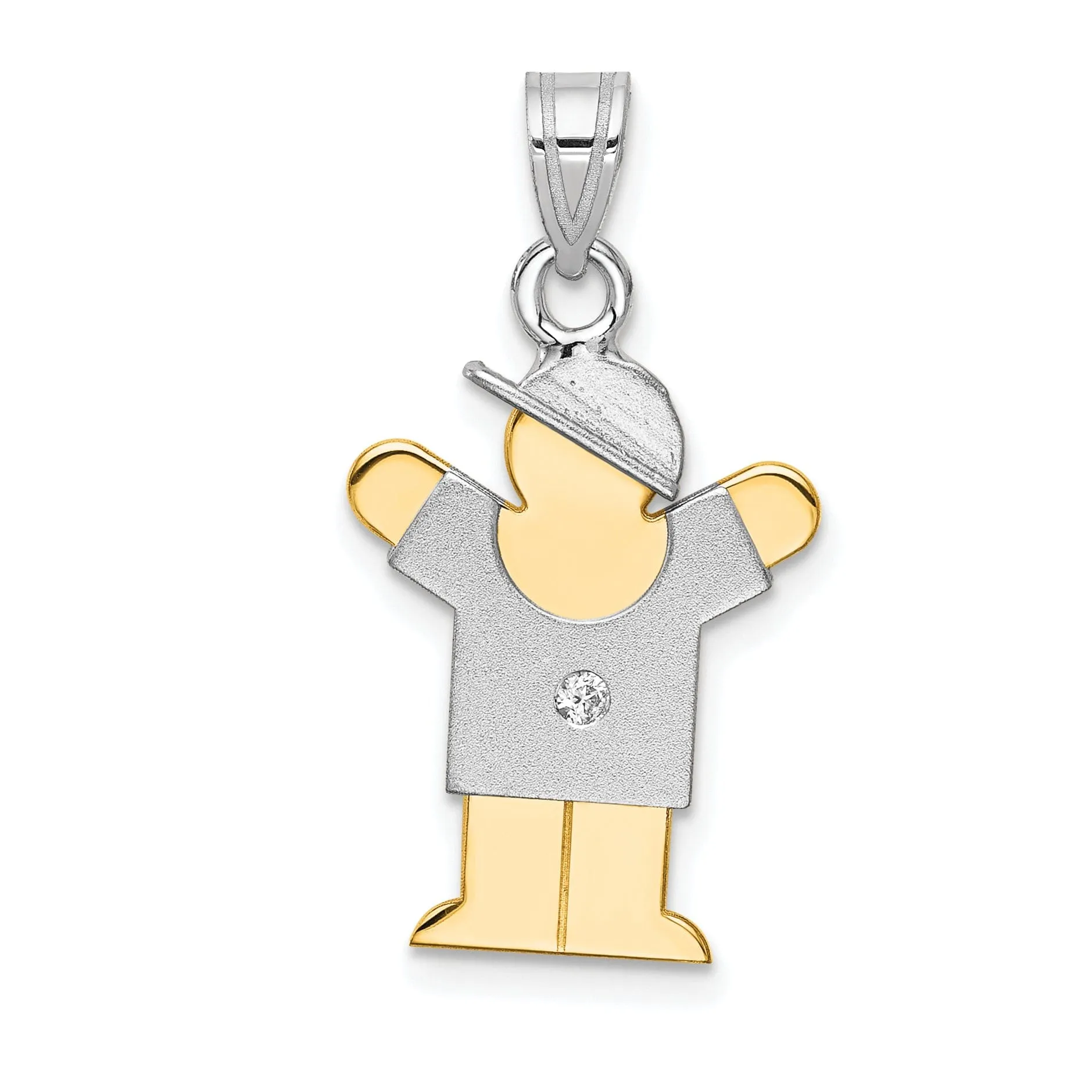 14k Two-tone Diamond Boy With Hat Love Pendant