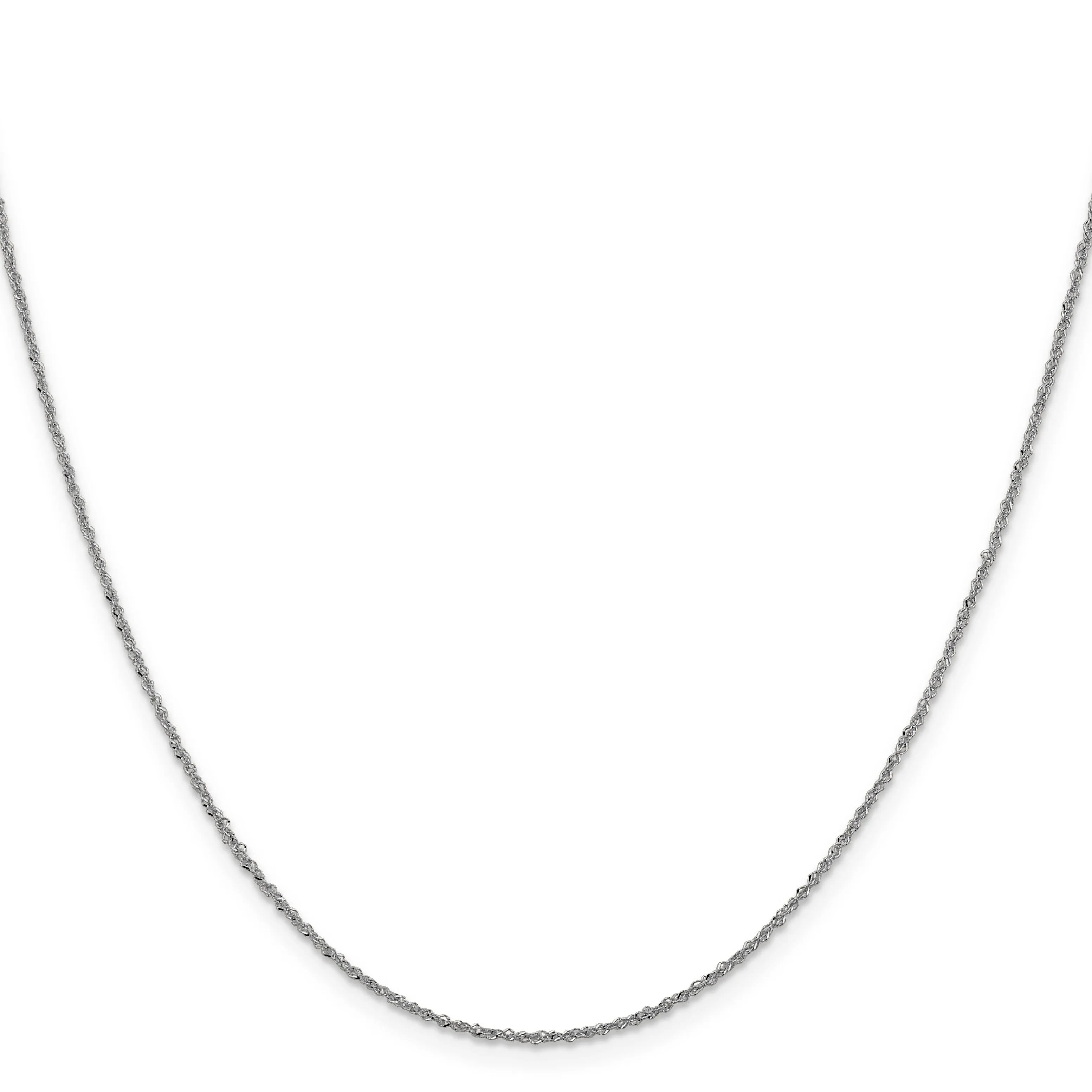 14K White Gold 1 mm Sparkle Singapore Chain