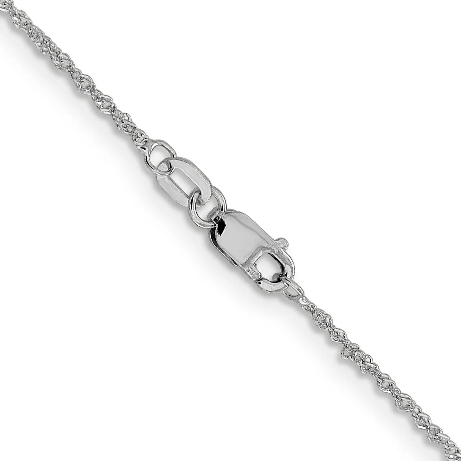 14K White Gold 1 mm Sparkle Singapore Chain