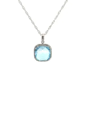 14K WHITE GOLD BLUE TOPAZ NECKLACE  G15014