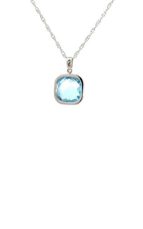 14K WHITE GOLD BLUE TOPAZ NECKLACE  G15014