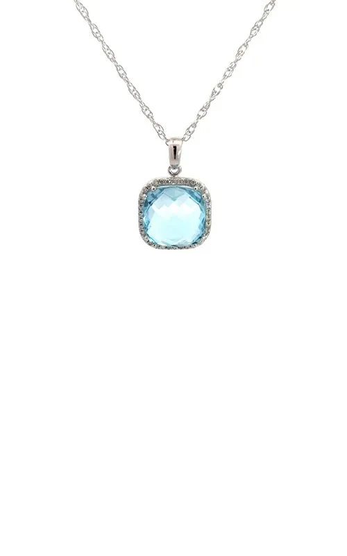 14K WHITE GOLD BLUE TOPAZ NECKLACE  G15014