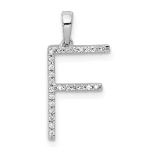 14K White Gold Diamond 0.075-CT Block Letter F Initial Charm Pendant