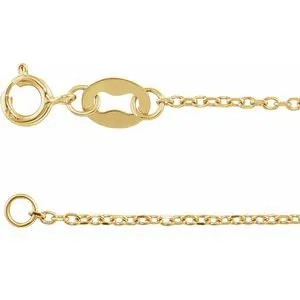 14K Yellow 1 mm Diamond-Cut Cable 16" Chain