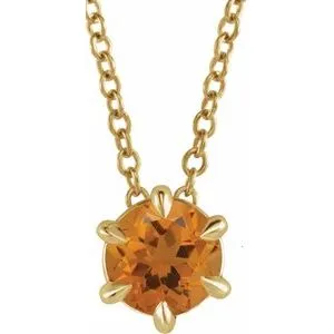 14K Yellow 1/2 CT Natural Diamond Solitaire 16-18" Necklace