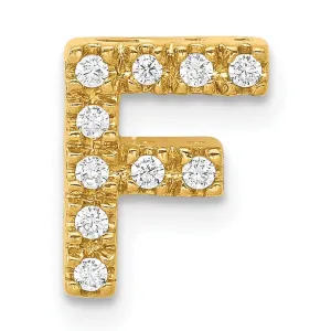 14K Yellow Gold Diamond 0.1-CT Letter F Initial Charm Pendant