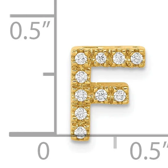 14K Yellow Gold Diamond 0.1-CT Letter F Initial Charm Pendant