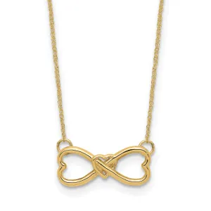 14k Yellow Gold Polished Finish Closed Back Infinity with Heart Design Pendant in a 18-inch Ropa Chain Necklace Set