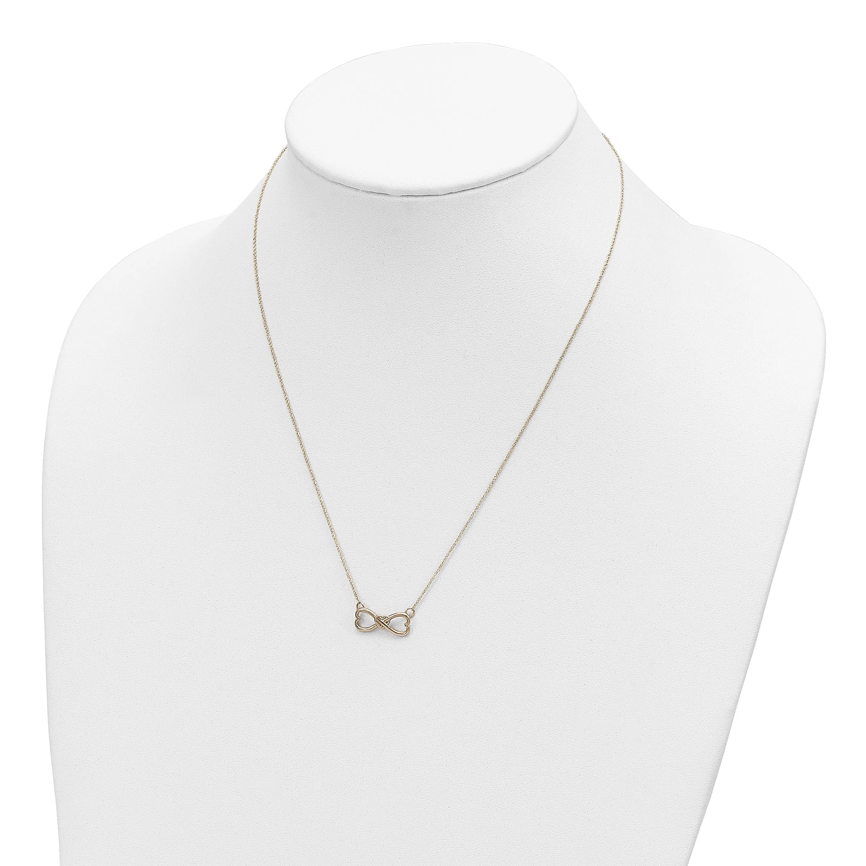 14k Yellow Gold Polished Finish Closed Back Infinity with Heart Design Pendant in a 18-inch Ropa Chain Necklace Set