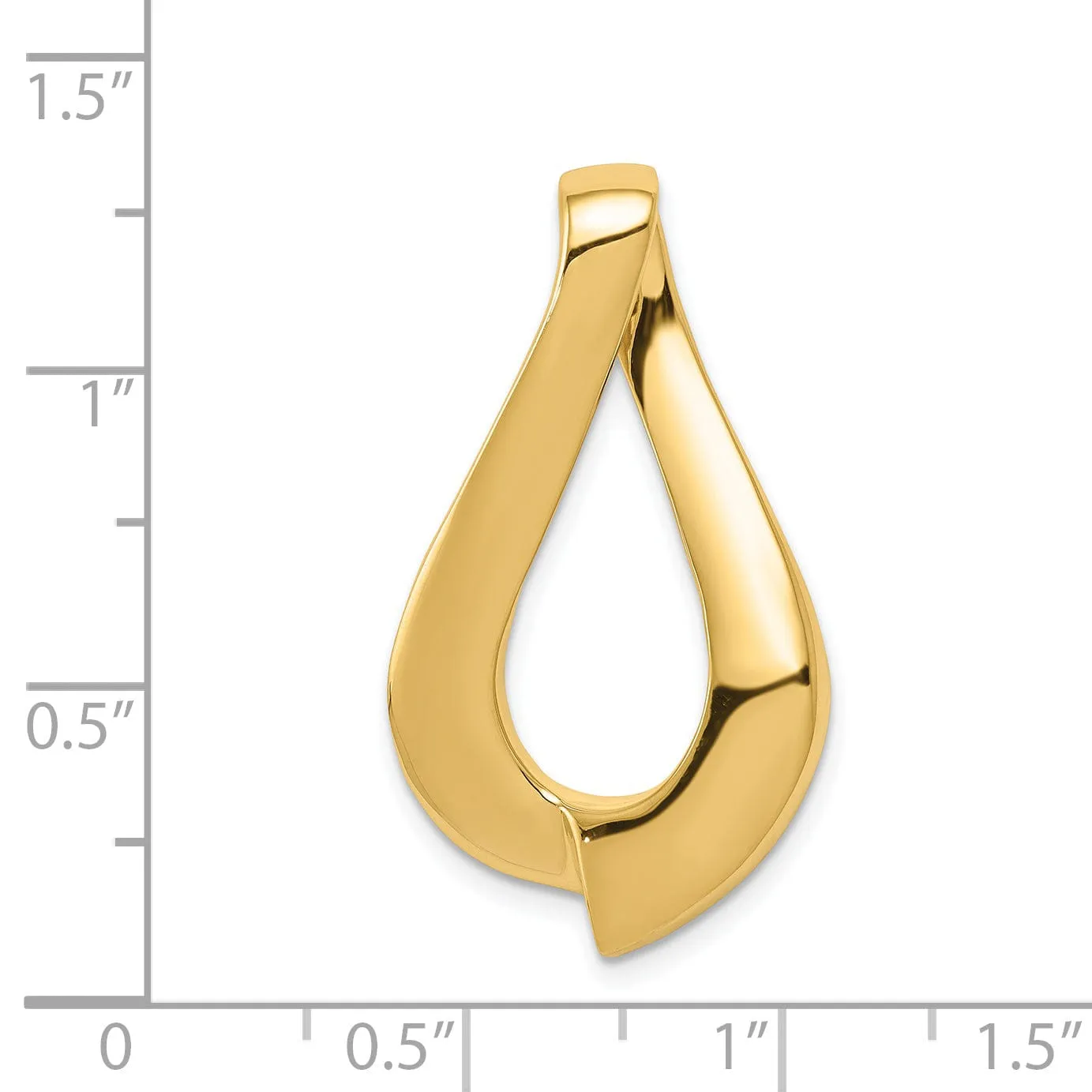 14k Yellow Gold Polished Finish Fancy Reversible Sleek Design Omega Slide Pendant fits upto 10 mm Omega