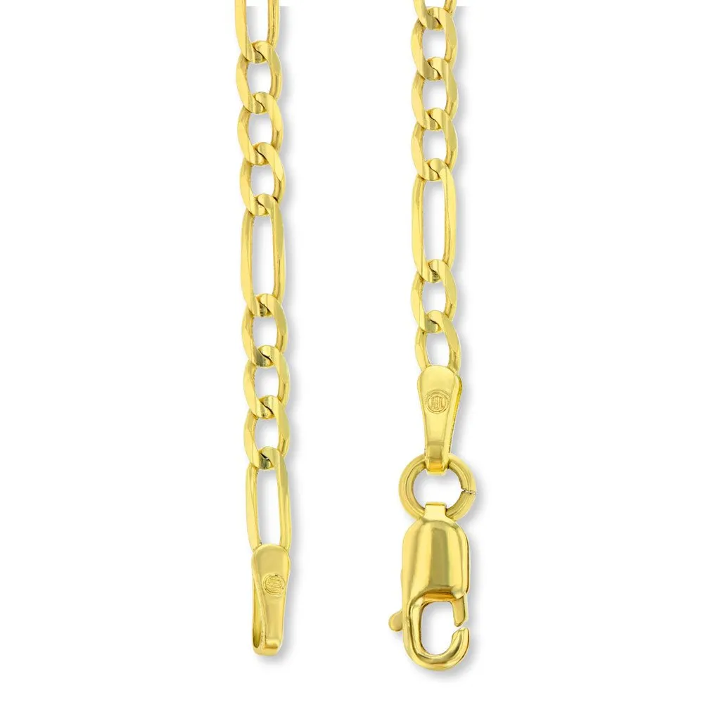 14K Yellow Gold Polished Key to My Heart Love Pendant with Figaro Chain Necklace