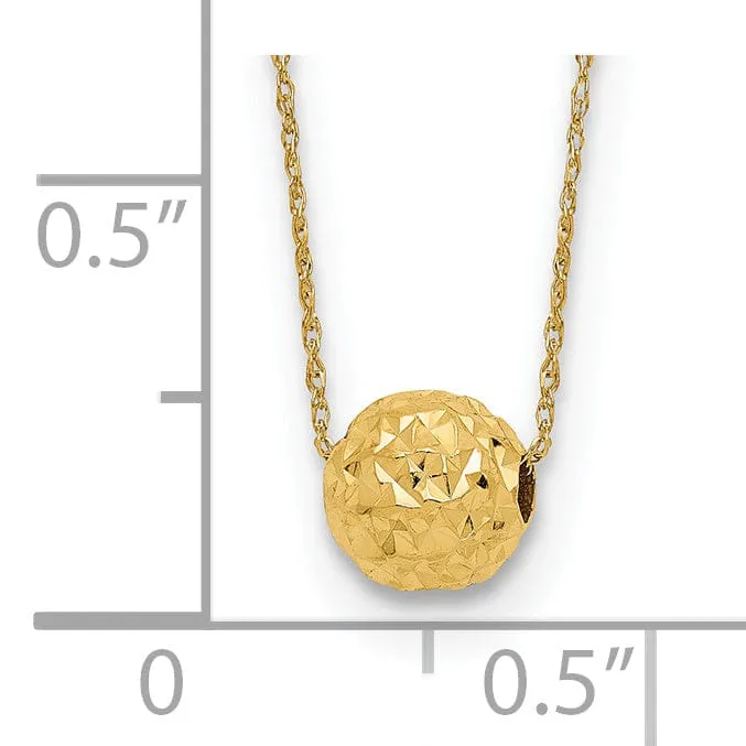 14k Yellow Gold Solid Polished Diamond Cut Finish Bead Design Pendant in a 18-Inch Cable Chain Necklace Set