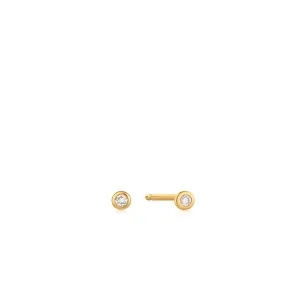 14kt Gold Bezel Natural Diamond Stud Earrings