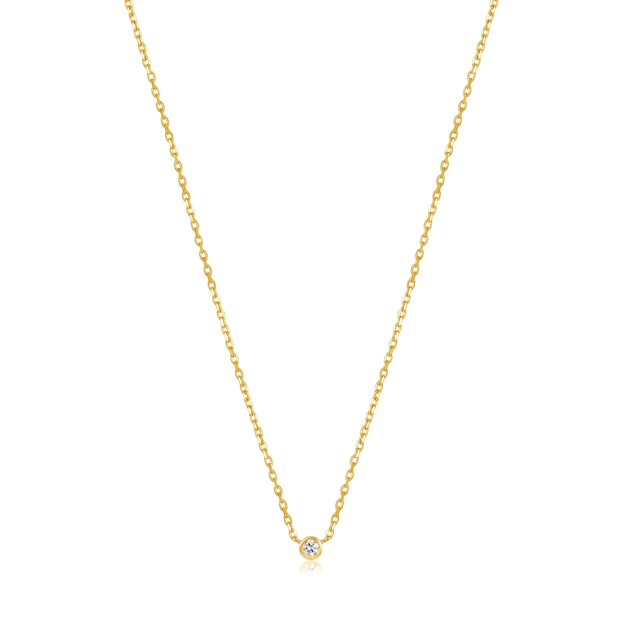 14kt Gold Single Natural Diamond Necklace