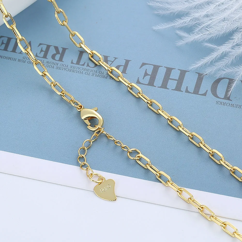 18K Gold Sterling Silver Paper Clip Necklace