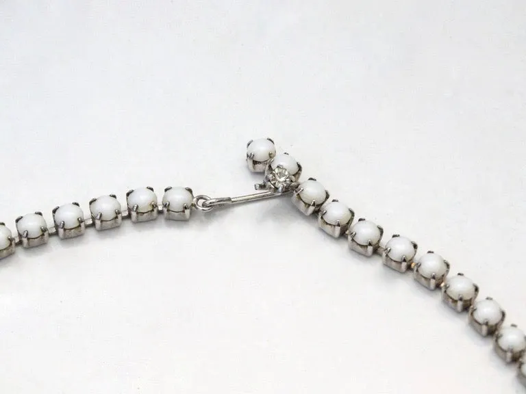 1960s White Rhinestone Choker Necklace