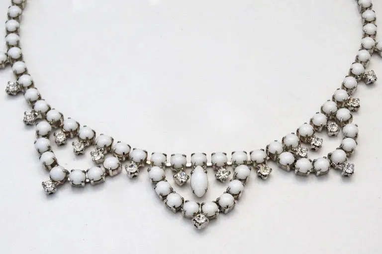 1960s White Rhinestone Choker Necklace