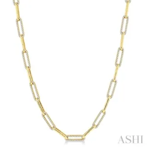 2 ctw Round Cut Diamond Paper Clip Link Necklace in 14K Yellow Gold