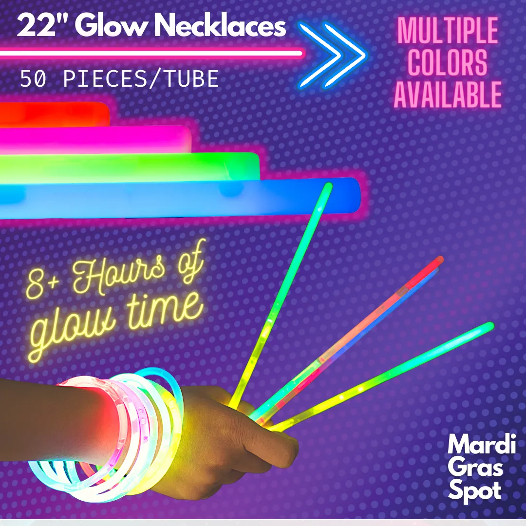 22" Red, White and Blue Glow Necklace (Tube/50 Pieces)