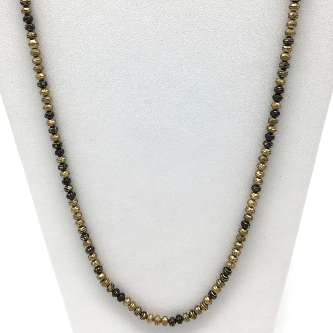 27" Gold on Black Glass Bead Necklace (Dozen)