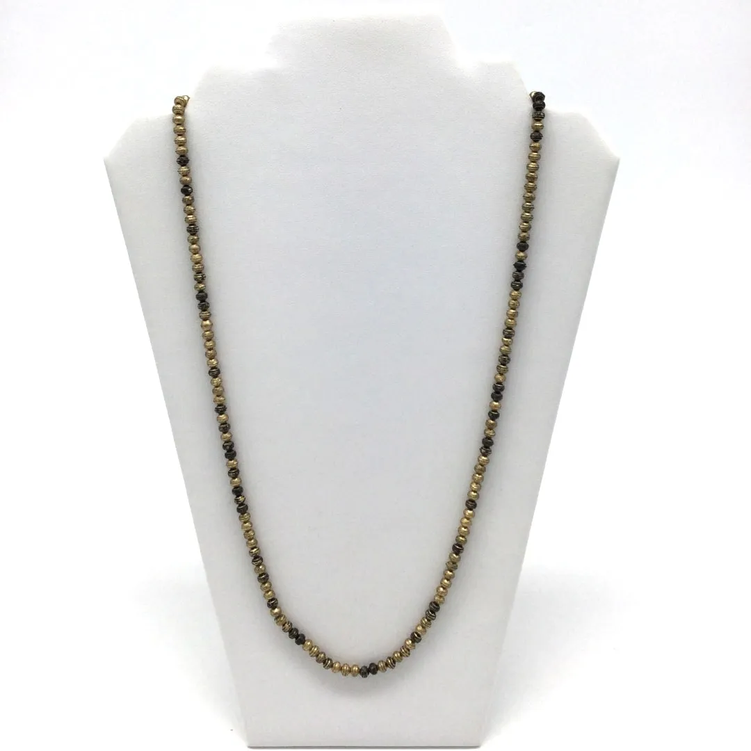 27" Gold on Black Glass Bead Necklace (Dozen)