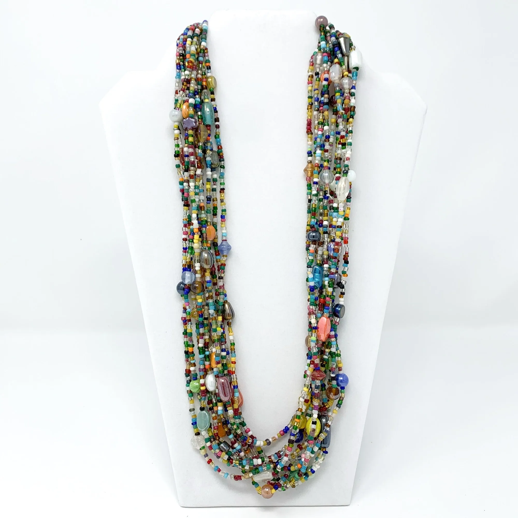 27" Multi Color Pastel Glass Bead Necklace (Dozen)