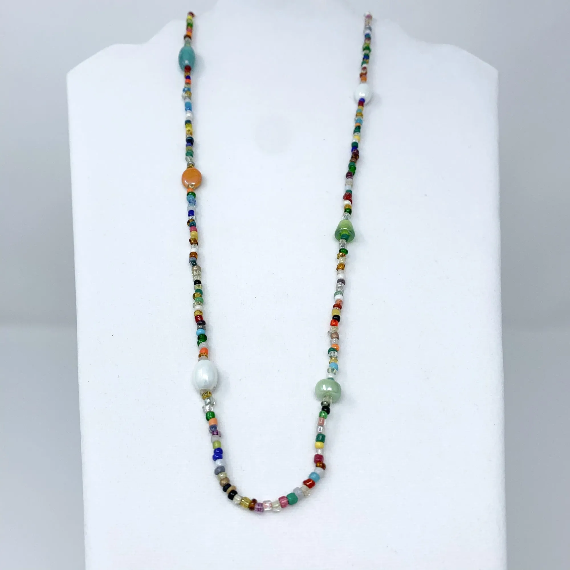 27" Multi Color Pastel Glass Bead Necklace (Dozen)