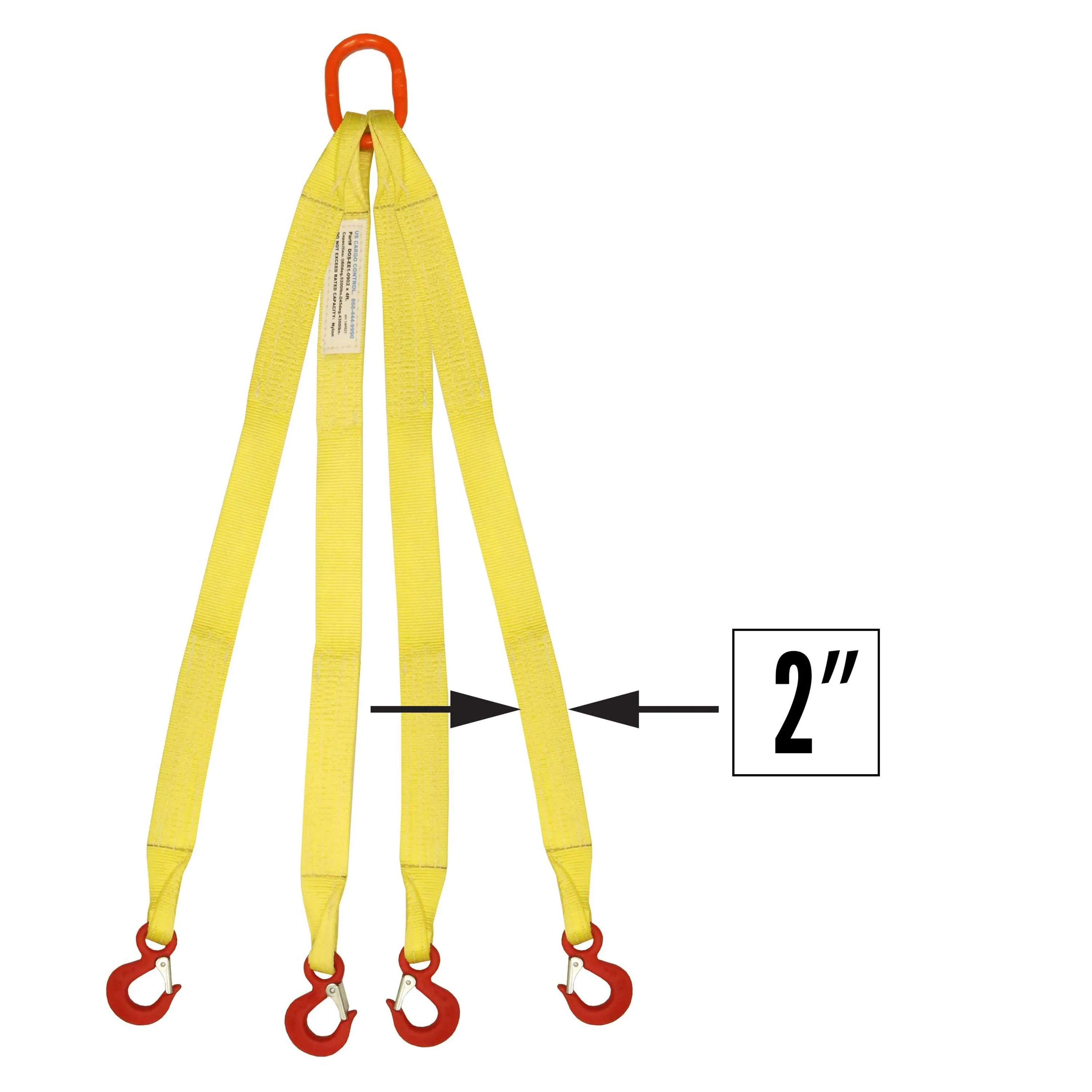 2"x16' (1 ply) Quad Leg Nylon Sling w/ Master Link & Sling Hook