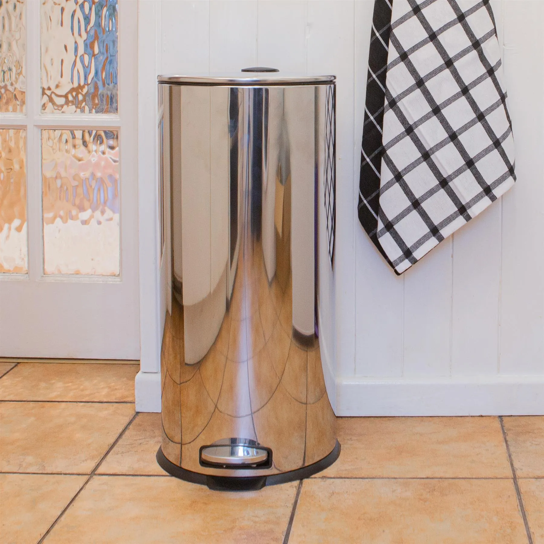 30L Stainless Steel Round Kitchen Pedal Bin - By Harbour Housewares