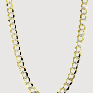 7mm - 13mm Pavé Curb Link Chain - Solid Yellow Gold