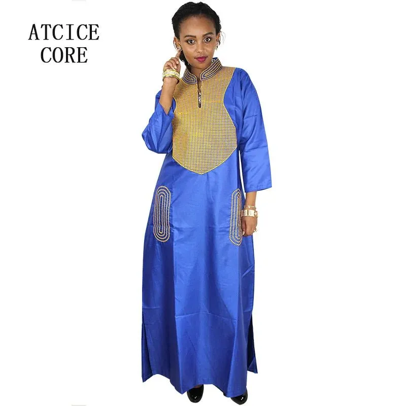 African Dress For Woman Soft Material Big Embroidery Design Long Dress Without Scarf