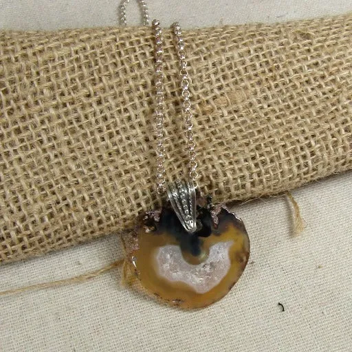 Agate Pendant Necklace on Rolo Sterling Silver Chain