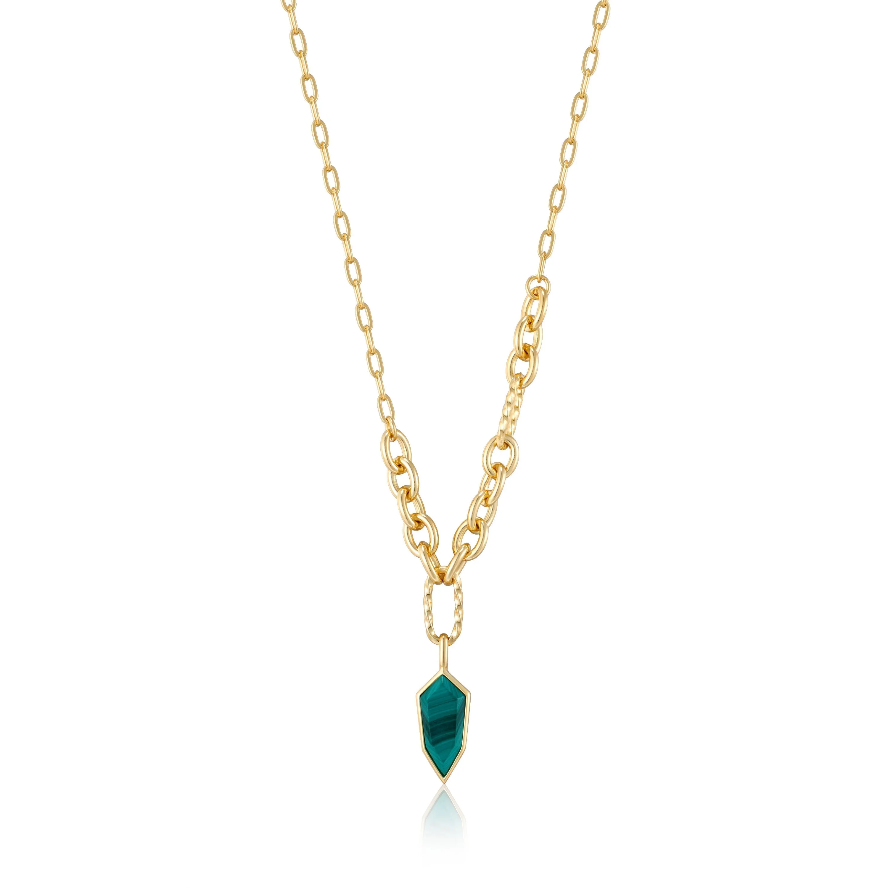 Ania Haie Gold Malachite Emblem Pendant Necklace