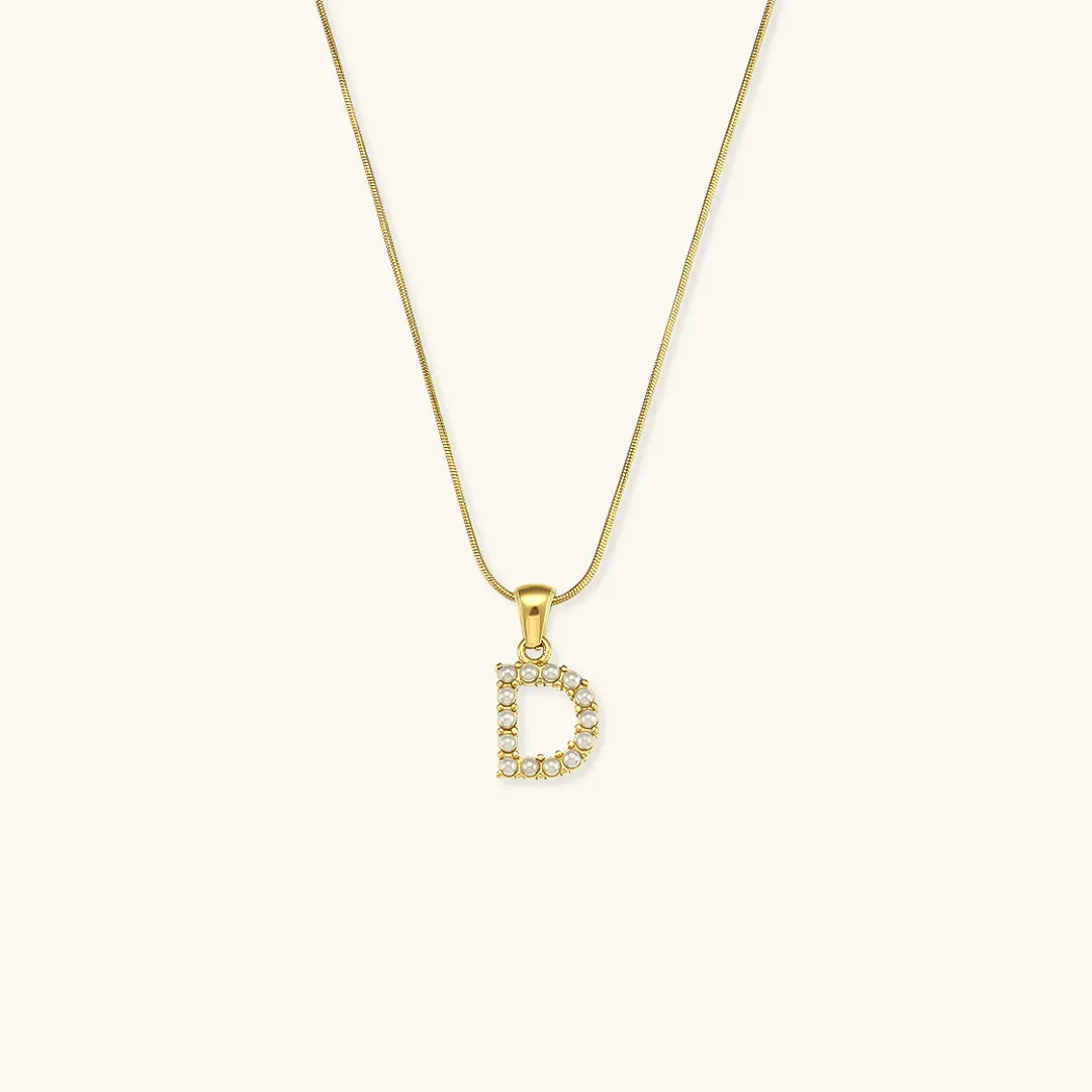 Augustine Initial Letter Pearl Necklace