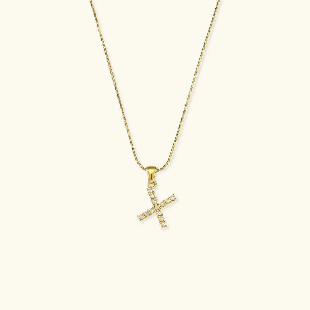 Augustine Initial Letter Pearl Necklace