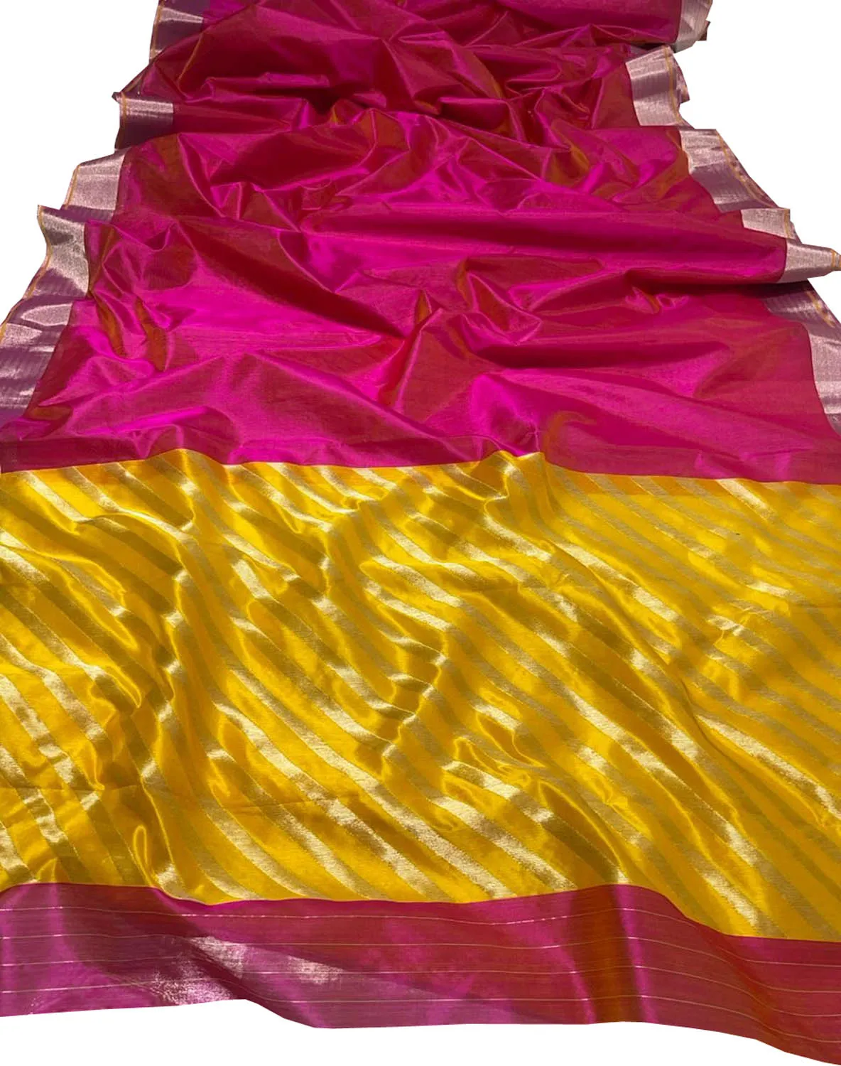 Beautiful Pink Handloom Chanderi Silk Saree