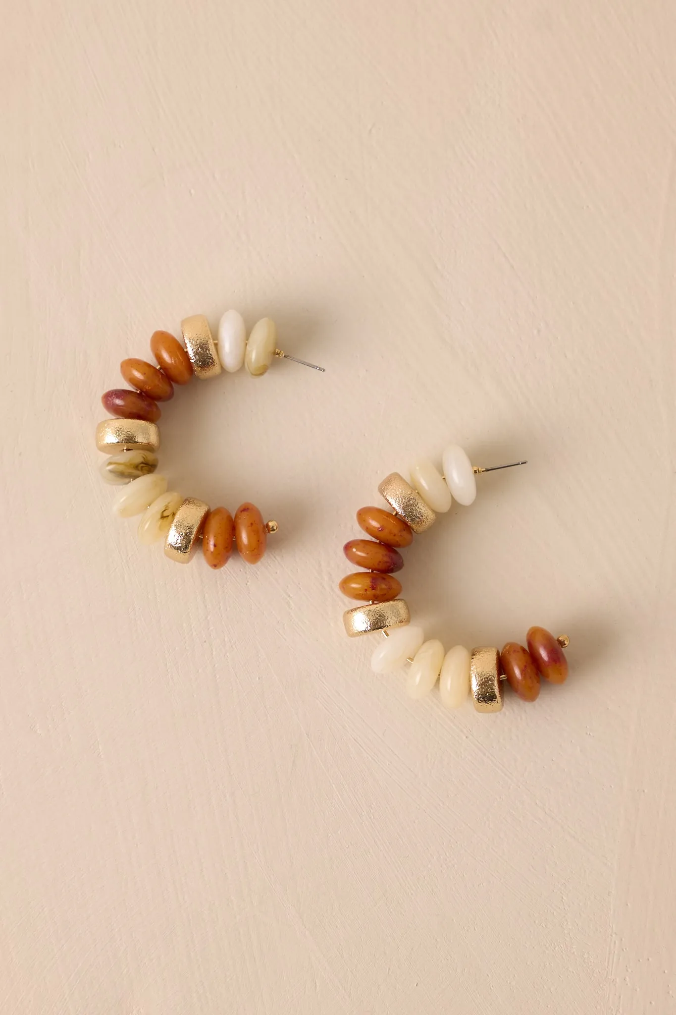 Bell Bottom Blues Brown Beaded Hoop Earrings