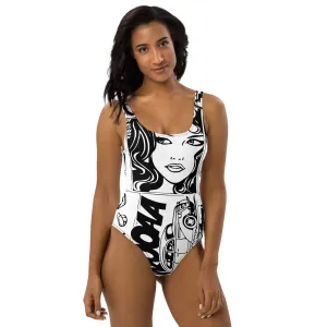 Black & White Comic Book One-Piece Swimsuit