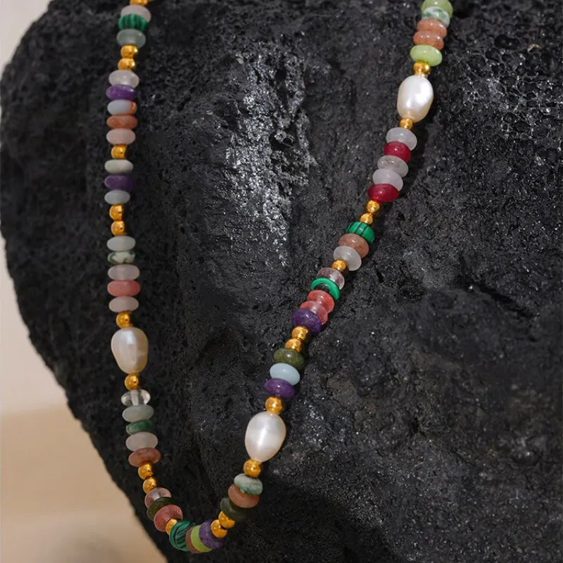 Bohemian Style Beaded Colorful Pearl Necklace