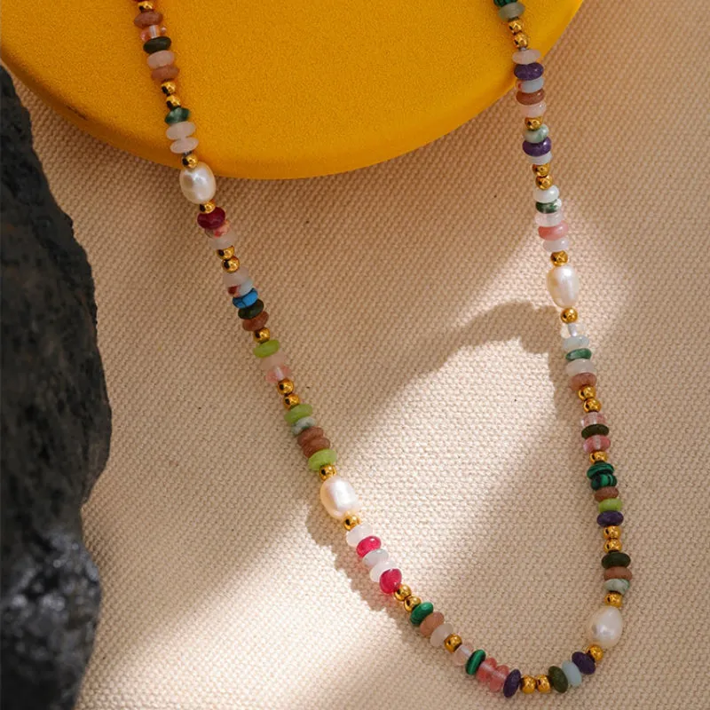 Bohemian Style Beaded Colorful Pearl Necklace