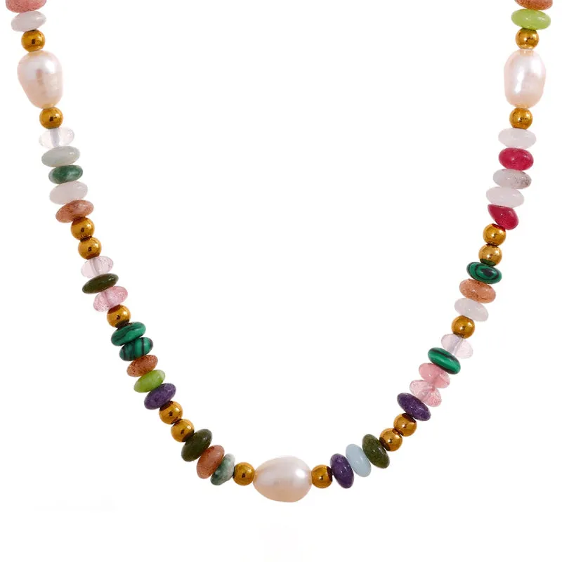 Bohemian Style Beaded Colorful Pearl Necklace