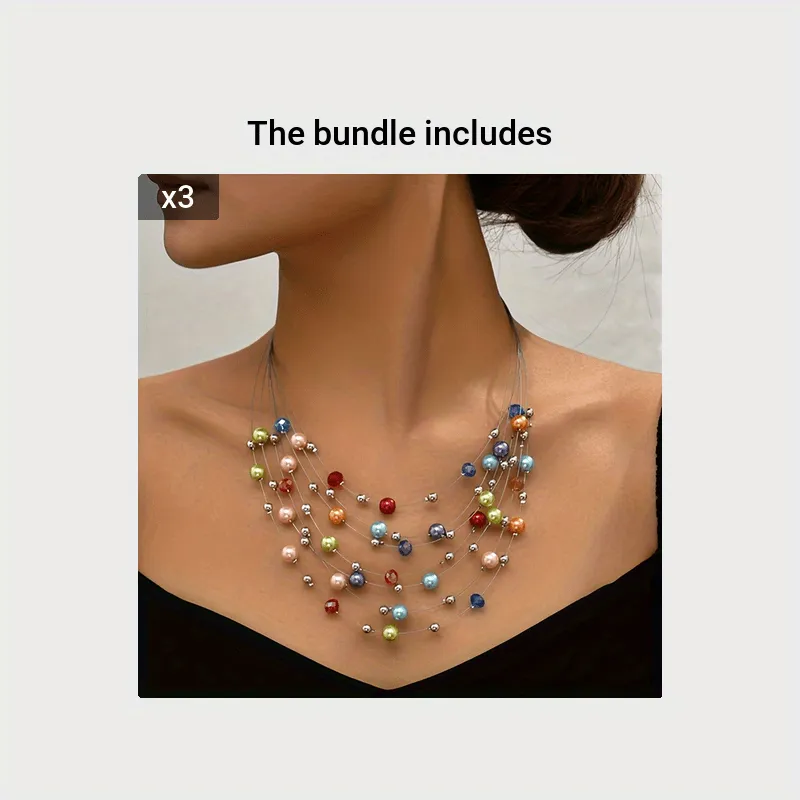 Bohemian Style Multilayer Necklace Exquisite Handmade Gift Random Color Beads