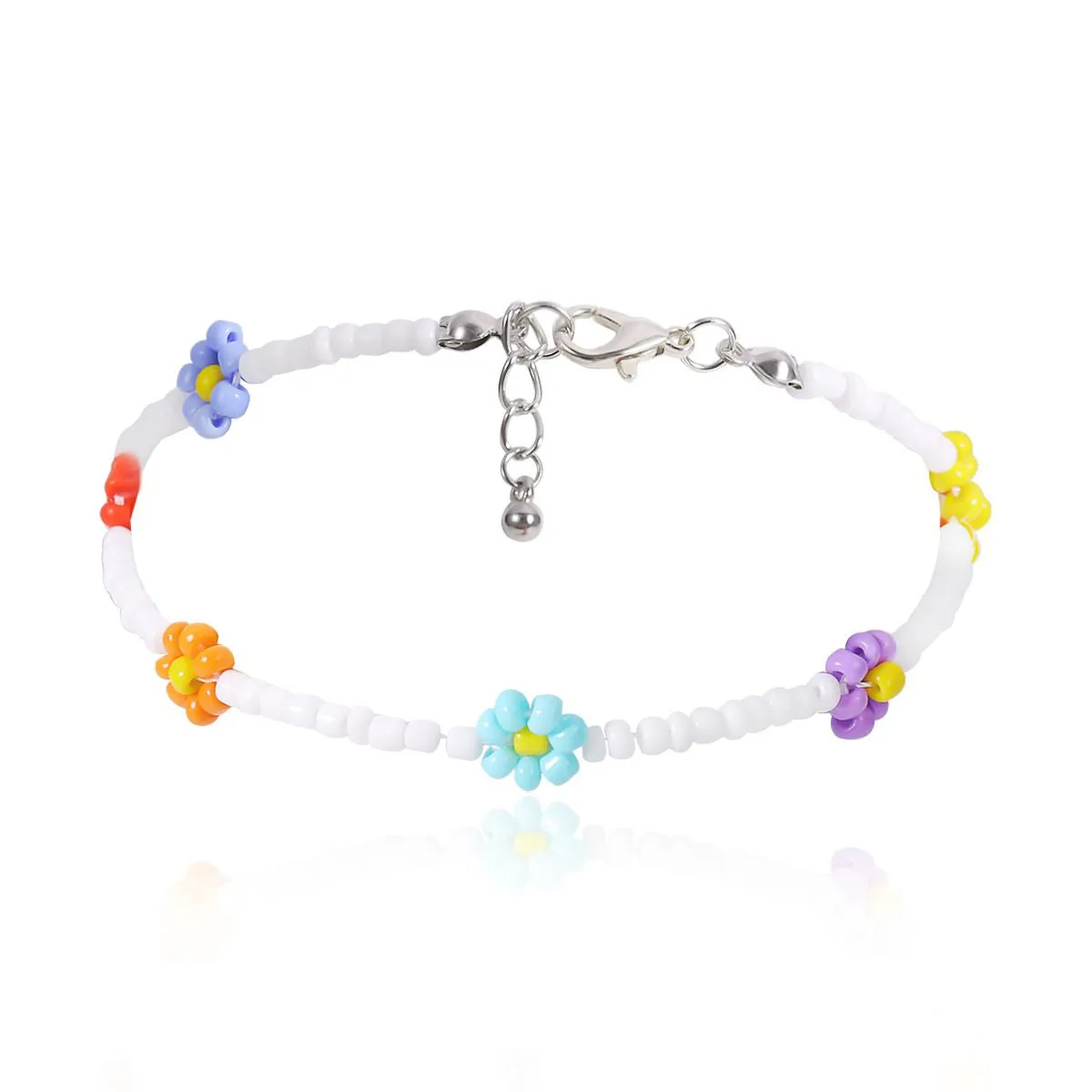 Boho Handmade Colorful Flower Rainbow Beaded Choker Necklaces