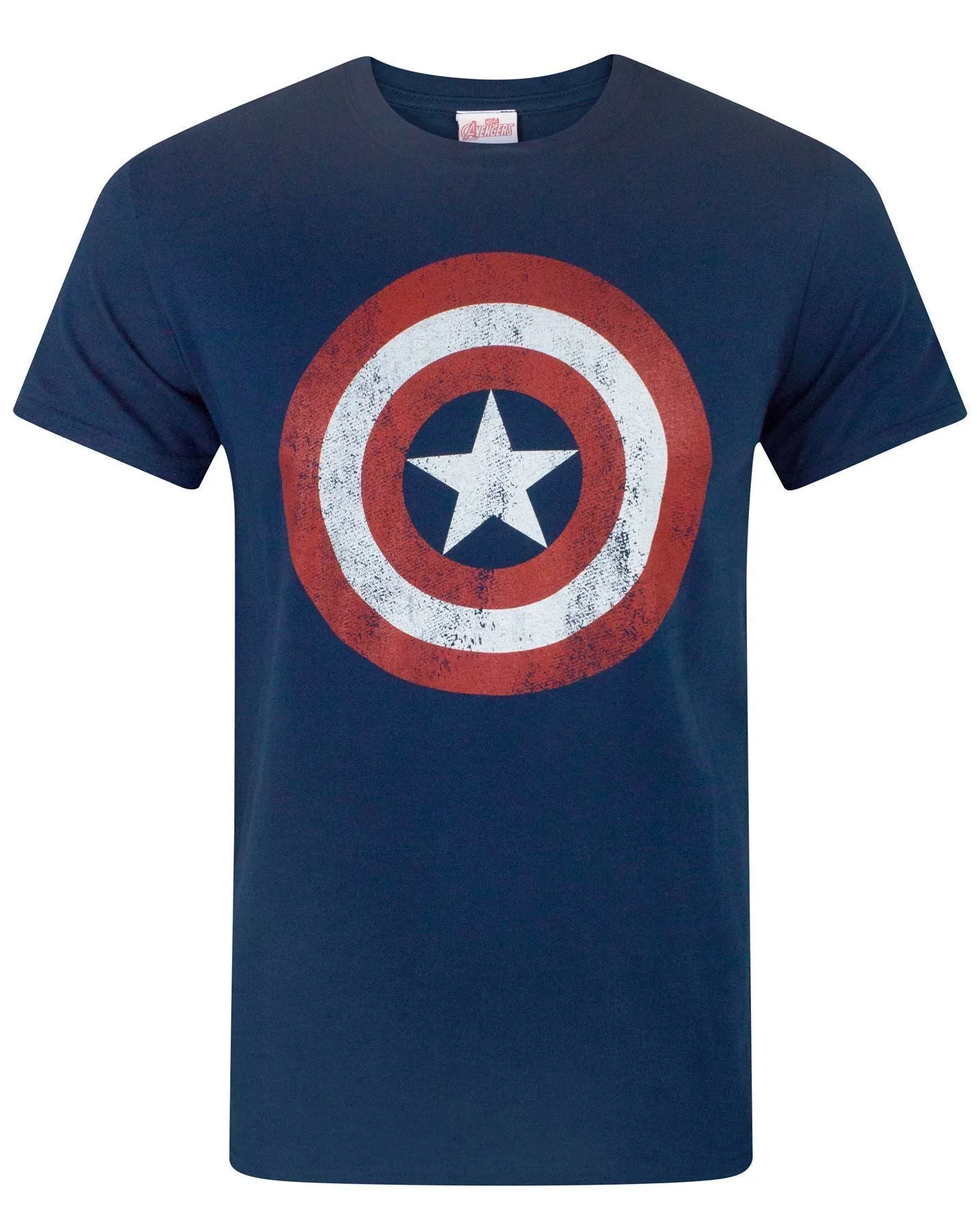 Captain America Distressed Logo Men's T-Shirt Navy