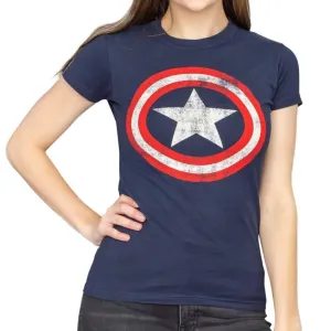 Captain America Star Distressed Logo Juniors T-shirt