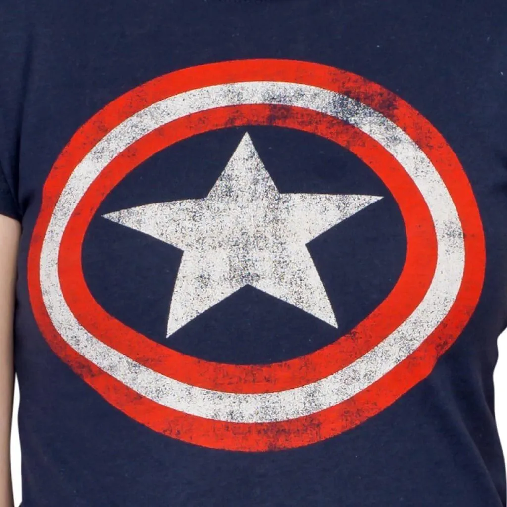 Captain America Star Distressed Logo Juniors T-shirt